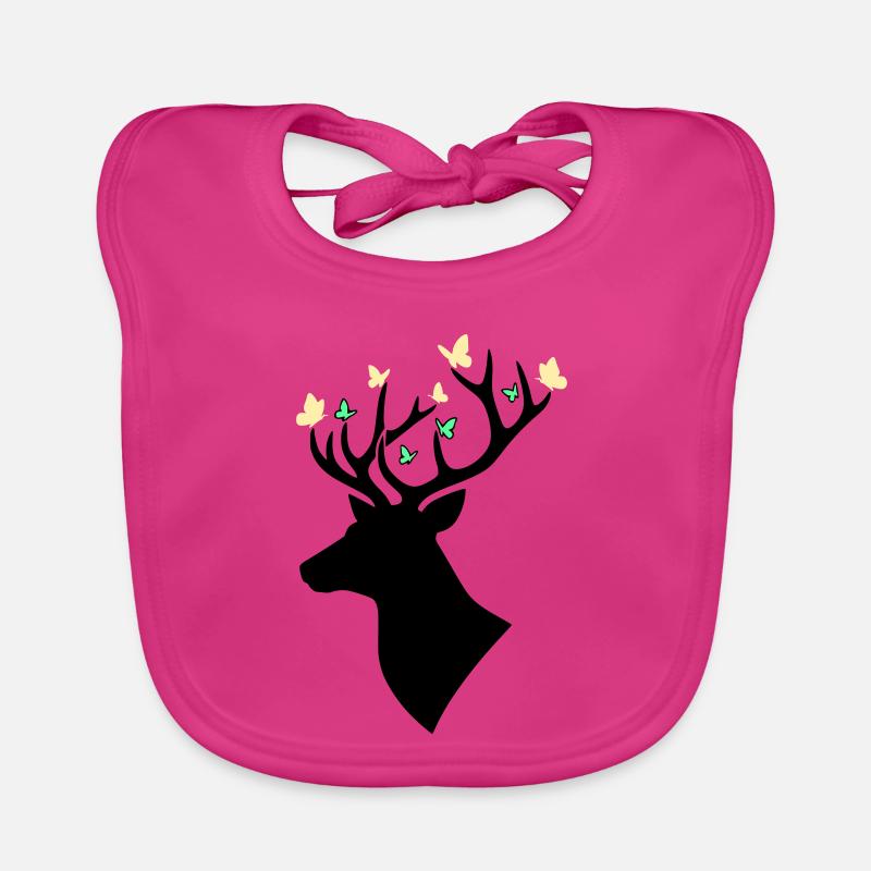Deer Head Butterfly Multicolored Organic Baby Bibs