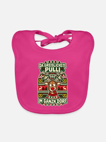 Da greislichste Pulli im ganzn Dorf - Baby Bio-Lätzchen - Fuchsia - Vorne