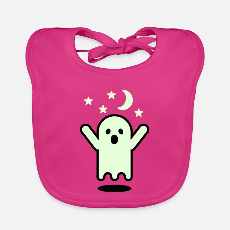 Glow in the dark ghost - Organic Baby Bibs - fuchsia