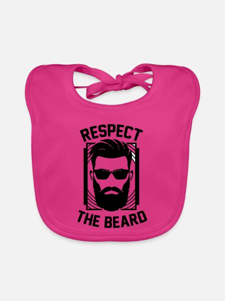 Respect The Beard king respects Bard - Organic Baby Bibs - fuchsia - Front