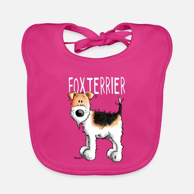 Kleiner Foxterrier - Hund - Hunde - Tier - Comic - Baby Bio-Lätzchen - Fuchsia