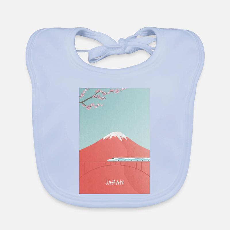 Japanese mountain scenery with Shinkansen Organic Baby Bibs