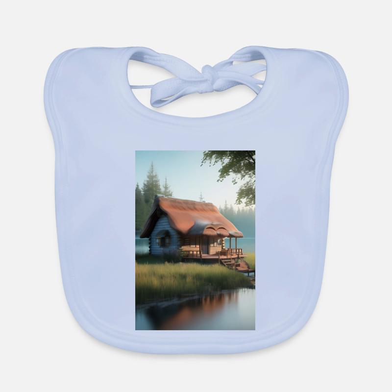 Charming lakeside cabin Organic Baby Bibs
