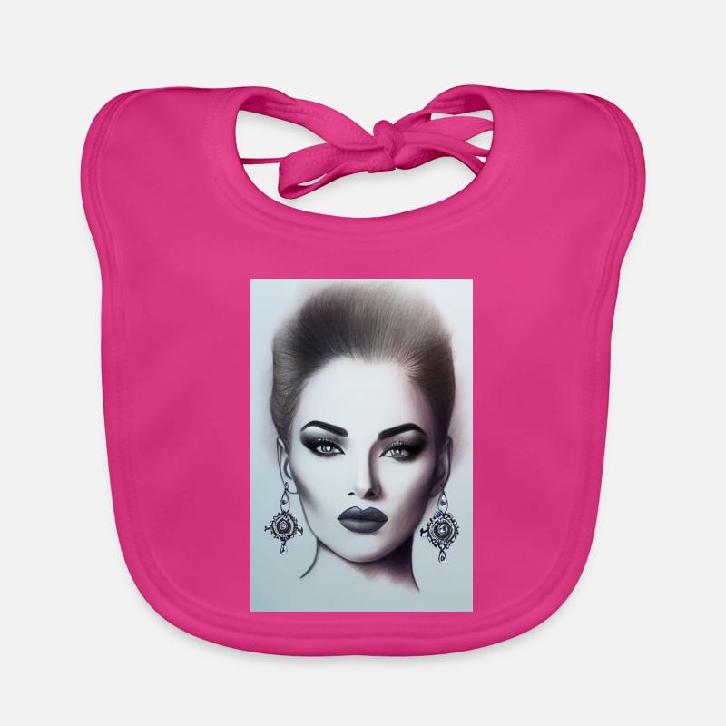 Frau mit Schmuck - Baby Bio-Lätzchen - Fuchsia
