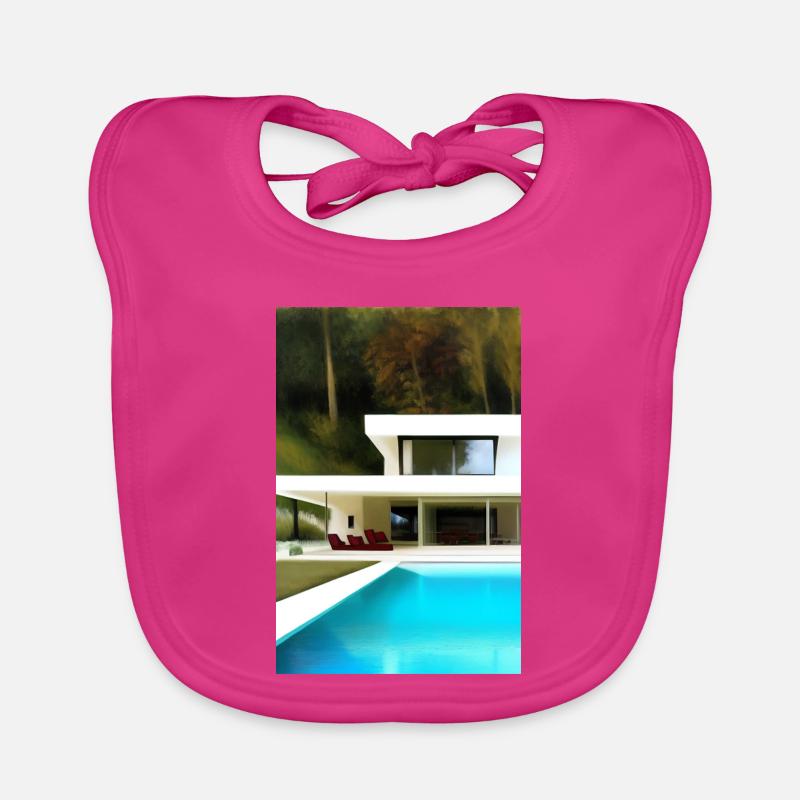 White villa with pool Organic Baby Bibs