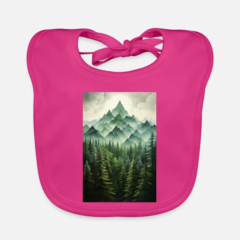 Paysage de Forêt - Bavoir bio Bébé - fuchsia