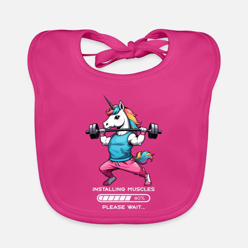 Bodybuilder Einhorn Baby Bio-Lätzchen