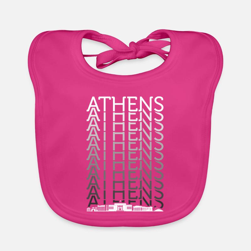 Athens Skyline Echo Typography Organic Baby Bibs