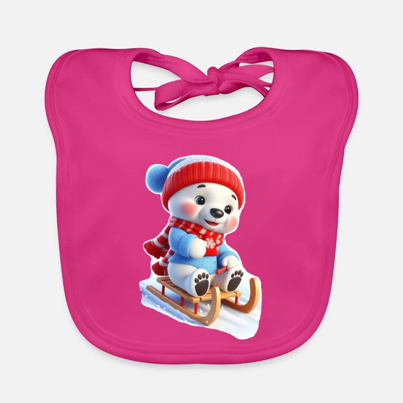 Winter bear on sled Organic Baby Bibs
