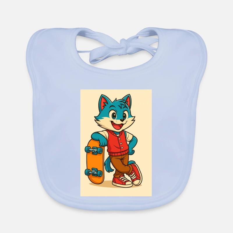 Scooter Fox mit Skateboard Baby Bio-Lätzchen