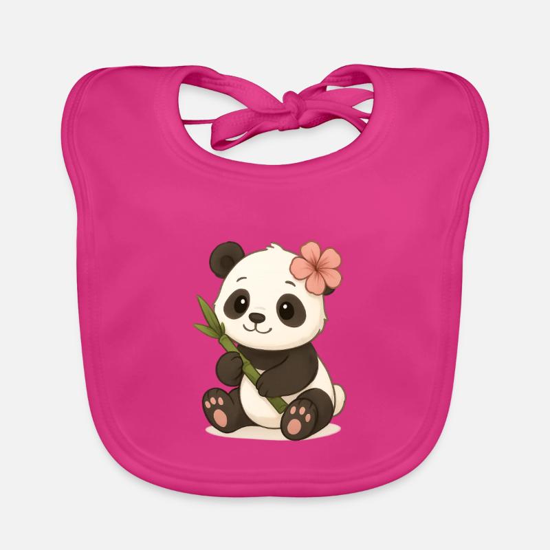 Mignon panda ours avec feuille d’hibiscus Bavoir bio Bébé