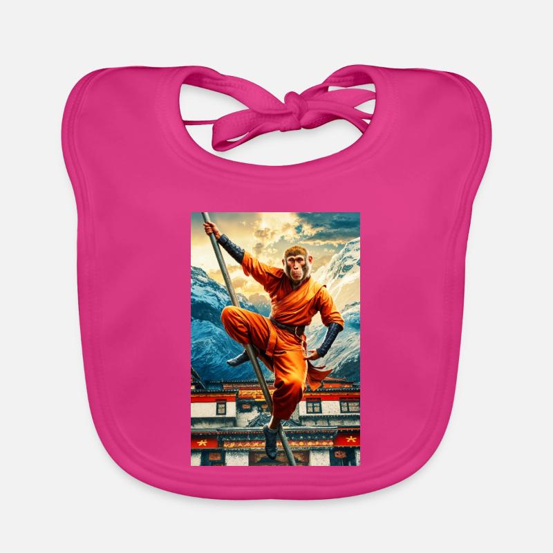 Humanoid Monkey Shaolin Monk Organic Baby Bibs