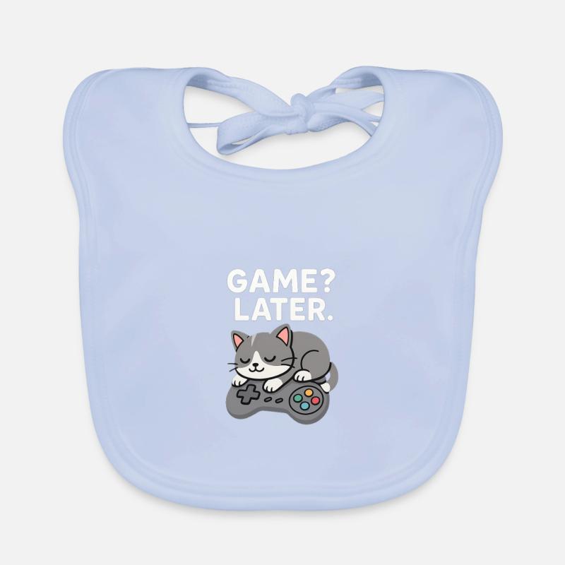 Game Later: Cat Controller Organic Baby Bibs