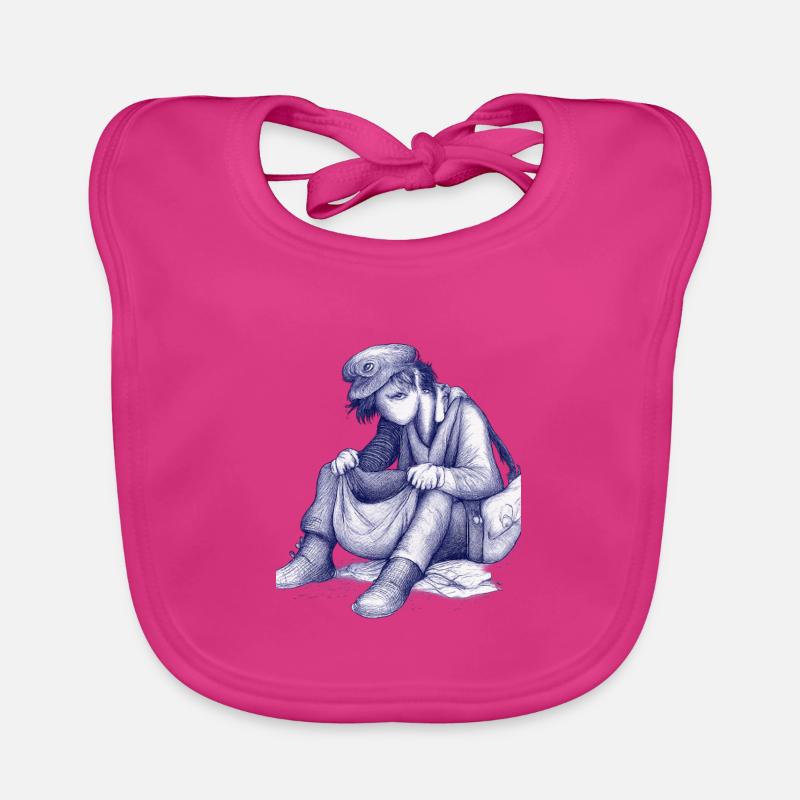 Sad dreamer with bird hat Organic Baby Bibs