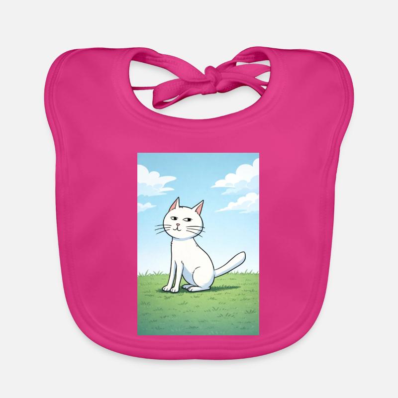 Weiße Katze mit frechen Blick Baby Bio-Lätzchen