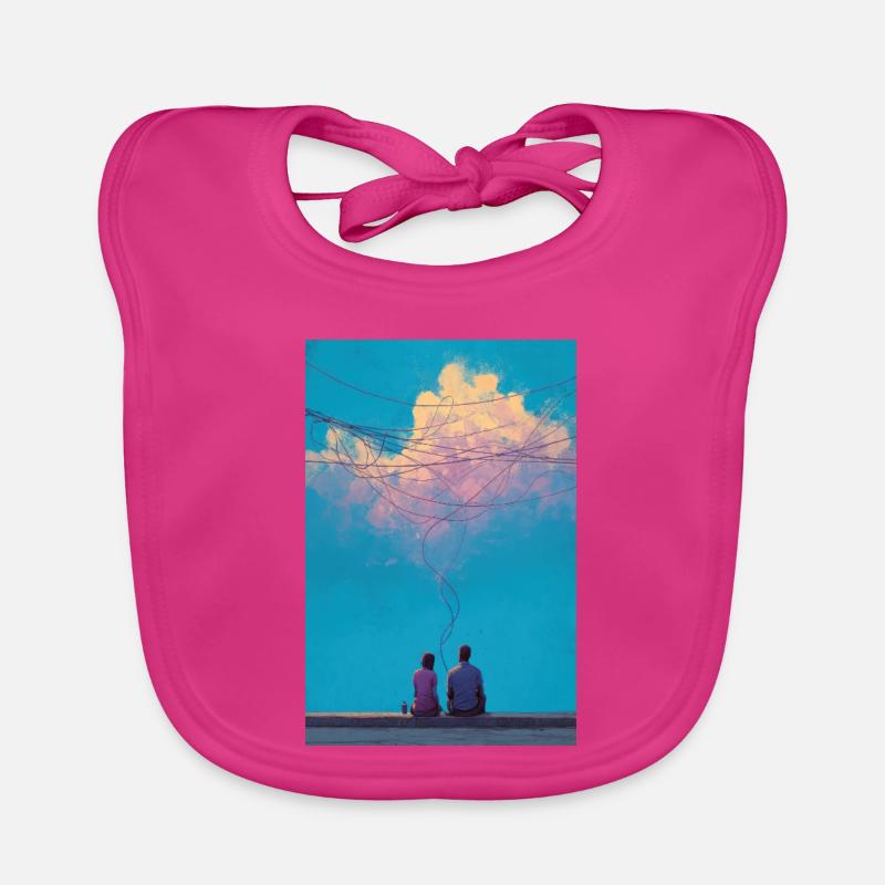 Sky Wires and Two Figures Organic Baby Bibs