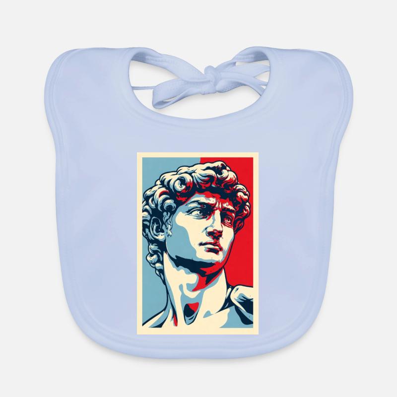David Michelangelo dans Pop Art : Portrait bleu-rouge Bavoir bio Bébé