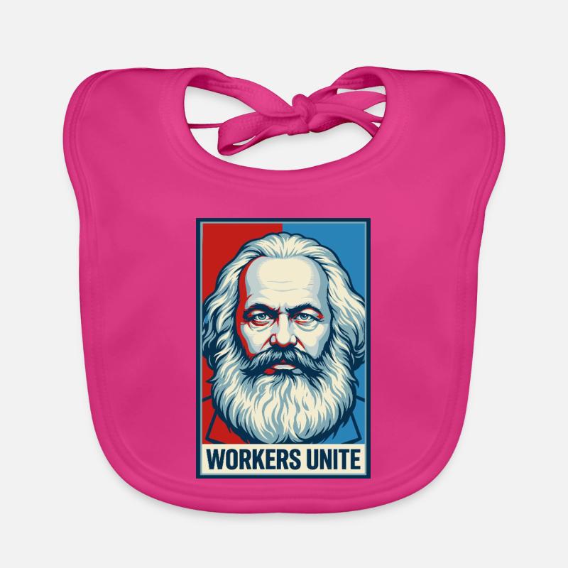 Marx-Porträt: Workers Unite-Plakat Baby Bio-Lätzchen