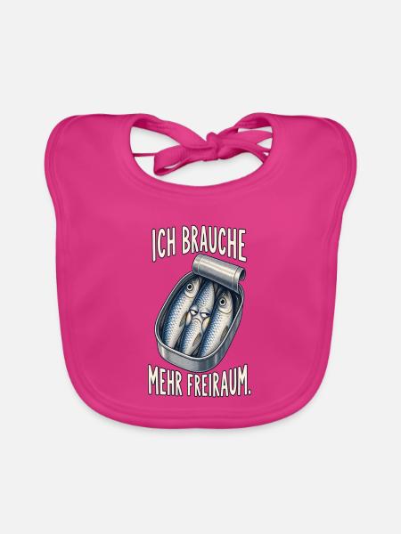 Ich brauche mehr Freiraum – Sardinen - Baby Bio-Lätzchen - Fuchsia - Vorne