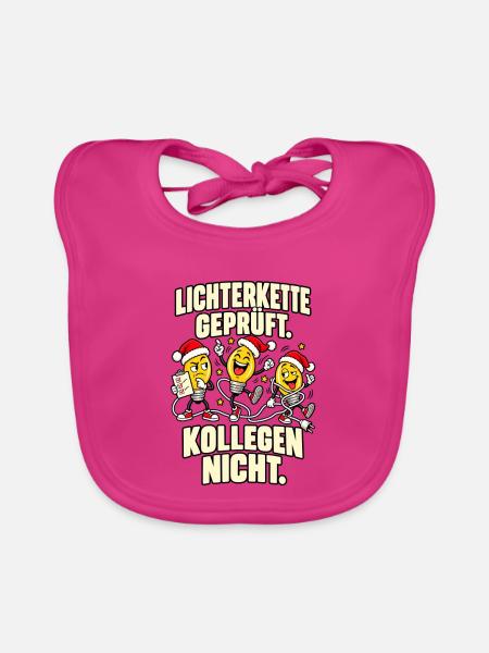    Lichterkette geprüft Kollegen nicht - Baby Bio-Lätzchen - Fuchsia - Vorne