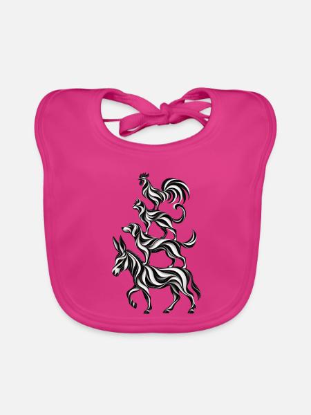 Bremer Stadtmusikanten – Op Art - Baby Bio-Lätzchen - Fuchsia - Vorne