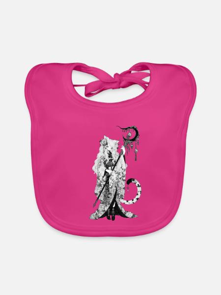 Lunar Nekomimi-Priesterin im Kimono - Baby Bio-Lätzchen - Fuchsia - Vorne
