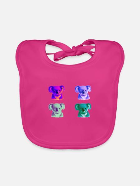 Koala Colorful Gift Idea Koalas Pop Art Pop Art - Organic Baby Bibs - fuchsia - Front