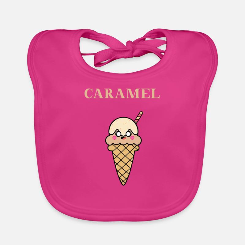 Caramel Karamell Eis Eiscreme Geschenkidee süß - Baby Bio-Lätzchen - Fuchsia