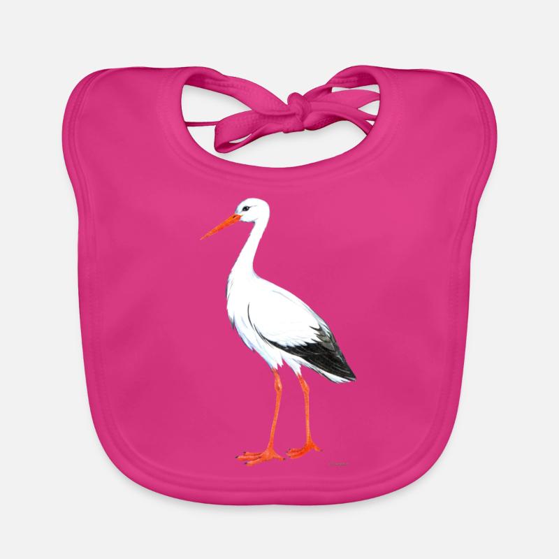 cigogne - Bavoir bio Bébé - fuchsia