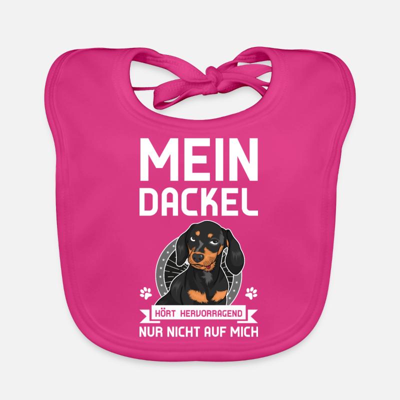 Dackel Hund Dackel Besitzer Geschenk - Baby Bio-Lätzchen - Fuchsia
