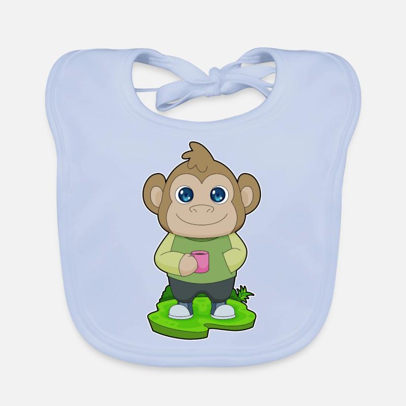 Monkey Cup of Coffee Organic Baby Bibs