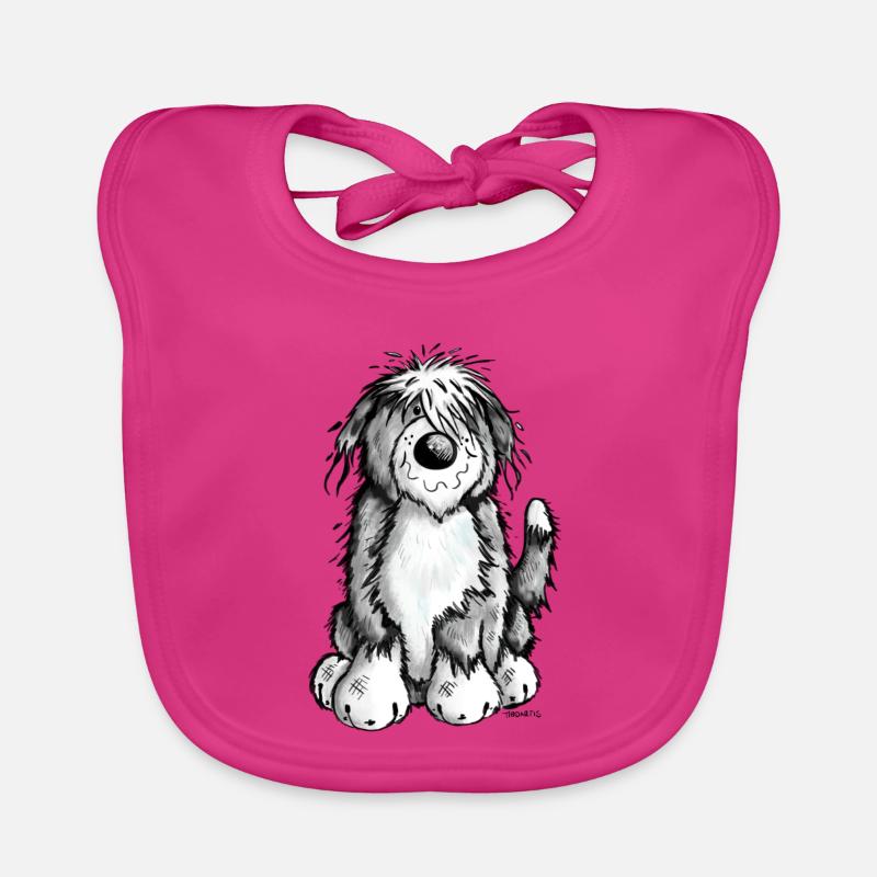 Mignon Bearded Collie - Bavoir bio Bébé - fuchsia