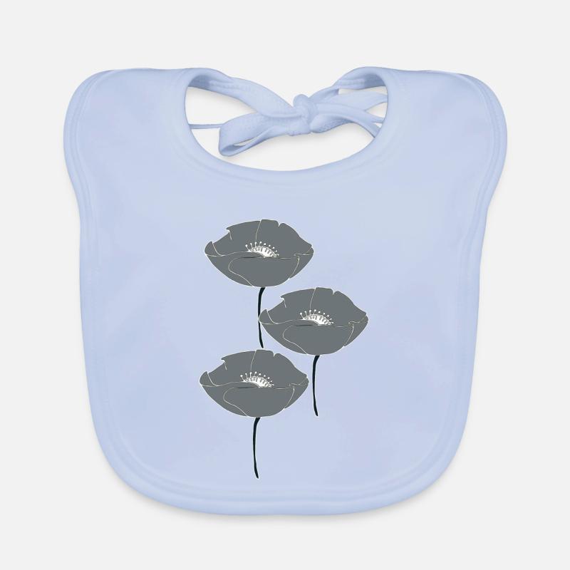 mohnblumen grau Baby Bio-Lätzchen