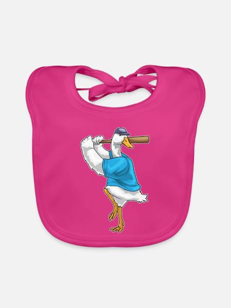 Ente Baseball Baseballschläger - Baby Bio-Lätzchen - Fuchsia
