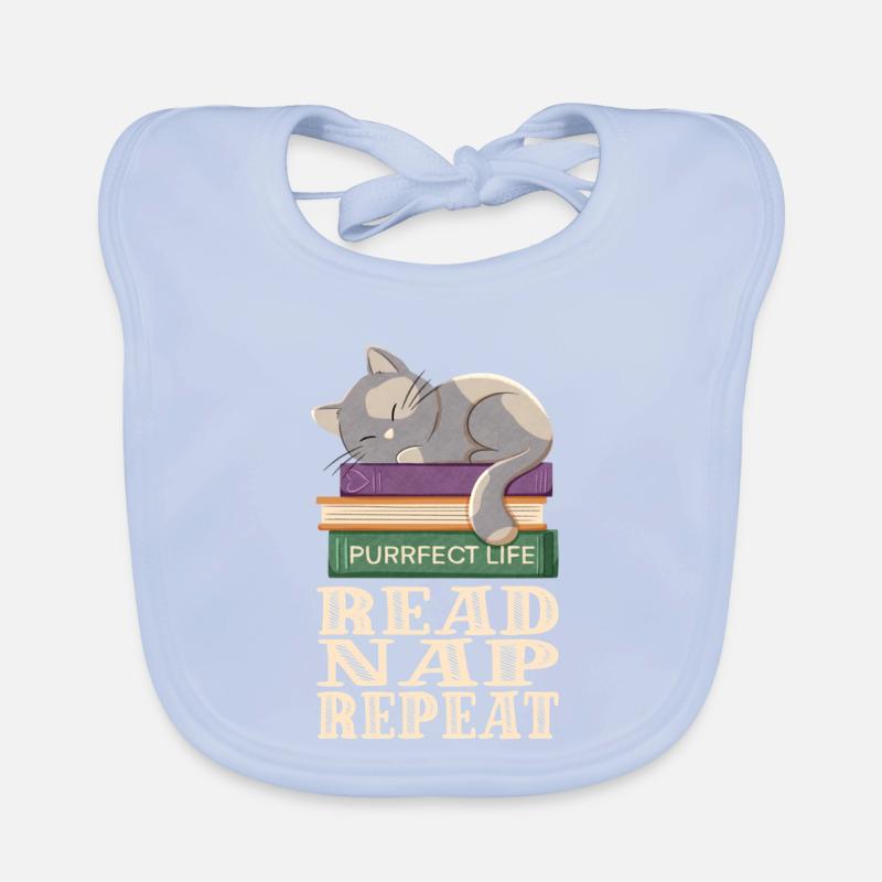 Lire, dormir, répéter et les chats Bavoir bio Bébé
