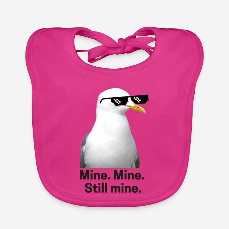 Pixelated seagull with Sunglasses Design Organic Baby Bibs