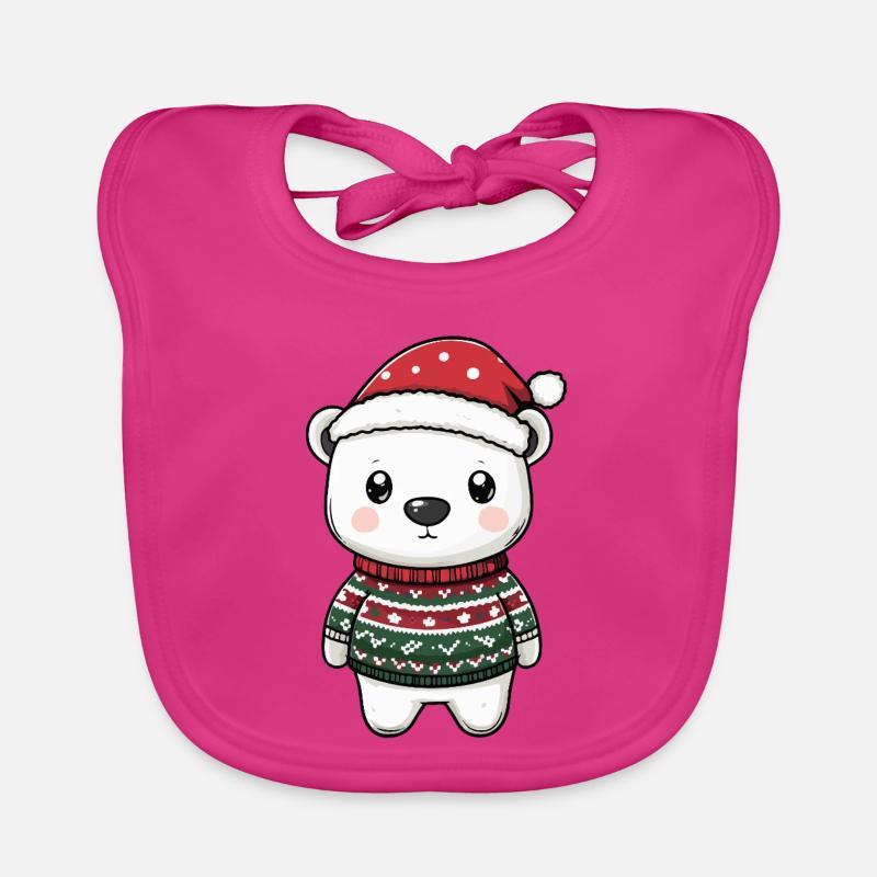 Polar Bear Christmas Organic Baby Bibs