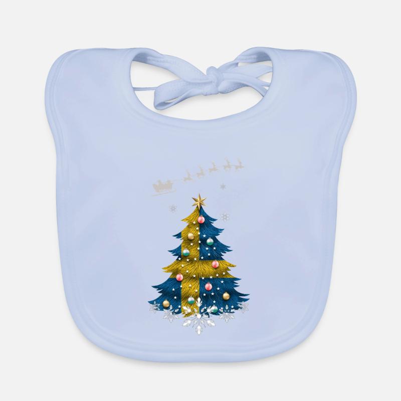 Christmas tree with Sweden flag Organic Baby Bibs