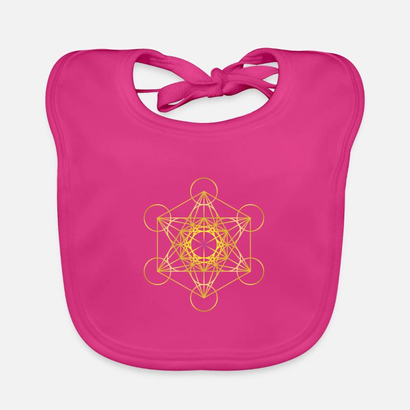 Cube de Metatron en or avec un centre rose Bavoir bio Bébé