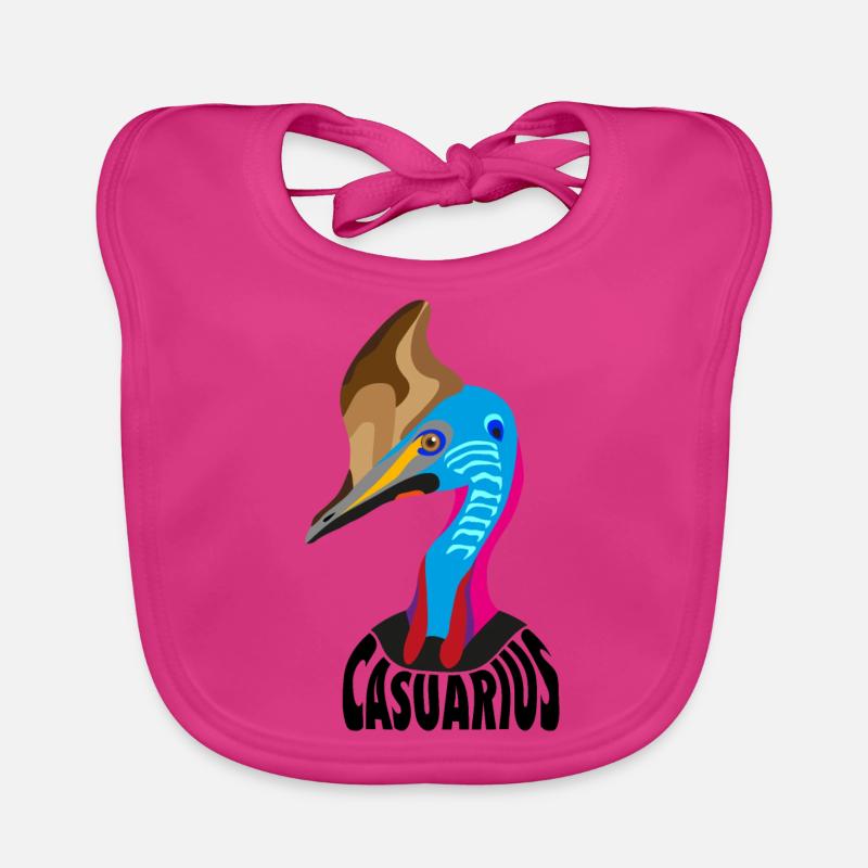 Cassowary, Casuarius oder Cassowary in flachen Farben. Baby Bio-Lätzchen
