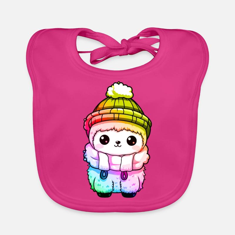 Alpaka Winter Tier Bunt Comic Baby Bio-Lätzchen