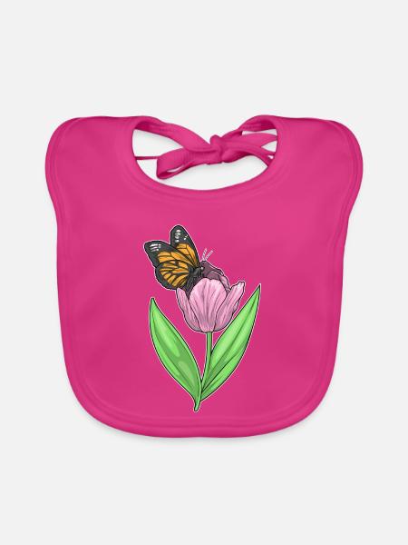 Schmetterling Tulpe - Baby Bio-Lätzchen - Fuchsia