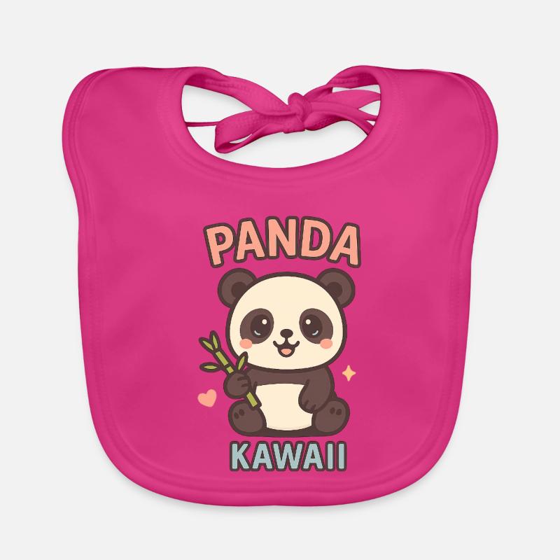 Panda Kawaii avec Bambou Bavoir bio Bébé