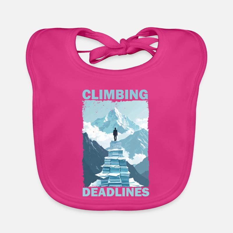 Climbing Deadlines – Funny Office Workload Mountai Organic Baby Bibs