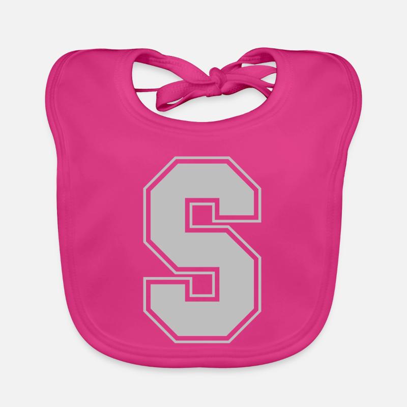Monogramme Maison du Collège Gris Vert Initiale S Bavoir bio Bébé