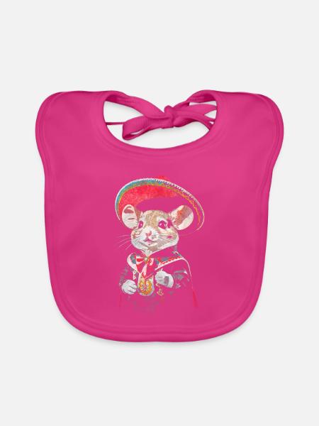 Mariachi-Maus - Baby Bio-Lätzchen - Fuchsia - Vorne