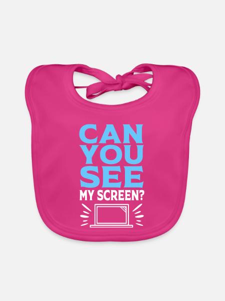 Remote Homeoffice - Baby Bio-Lätzchen - Fuchsia - Vorne