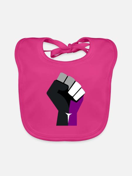 asexuell erhobene Faust - Baby Bio-Lätzchen - Fuchsia - Vorne