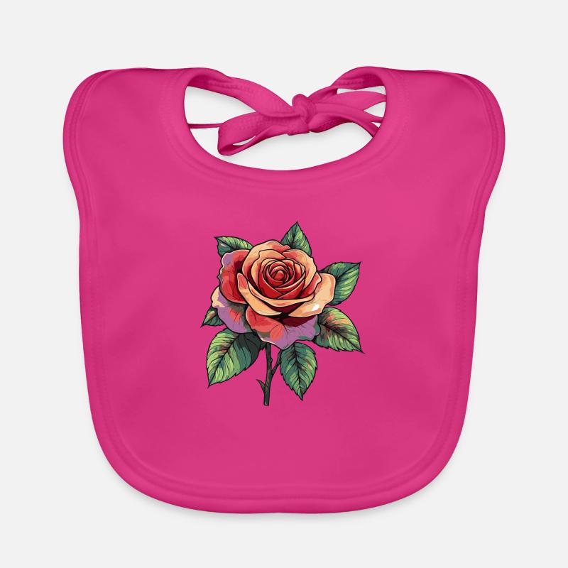 Rose Flower Organic Baby Bibs