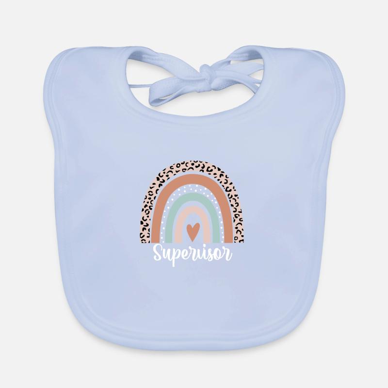 Supervisor Rainbow Leopard Funny Supervisor Organic Baby Bibs